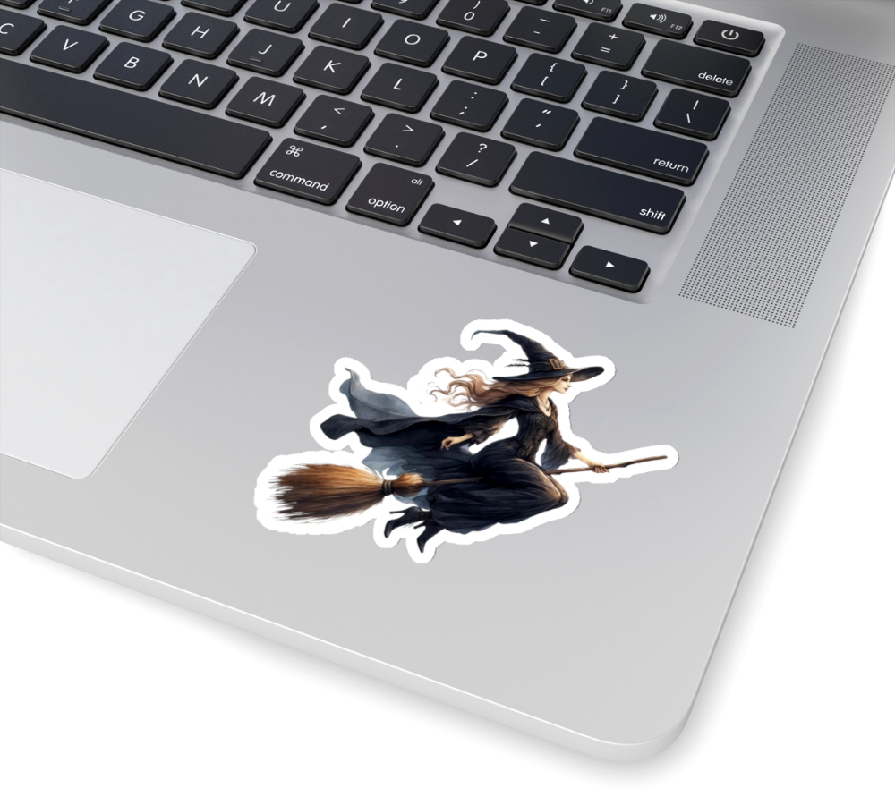 Glam Witch Riding Broom Halloween Sticker For Sale In AREA51GALLERY New Orleans