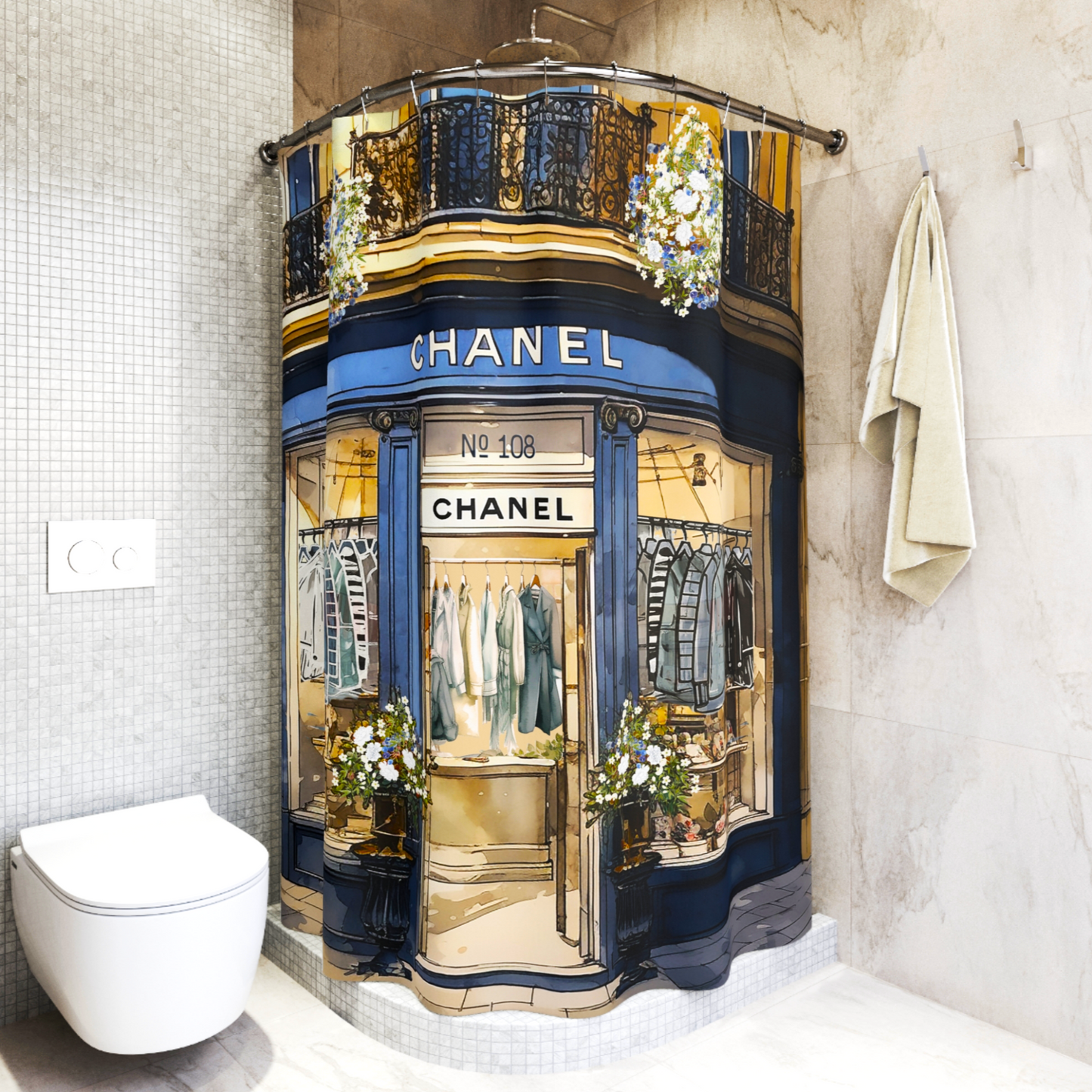 Fashion Boutique Facade Shower Curtain For Sale In AREA51GALLERY New Orleans