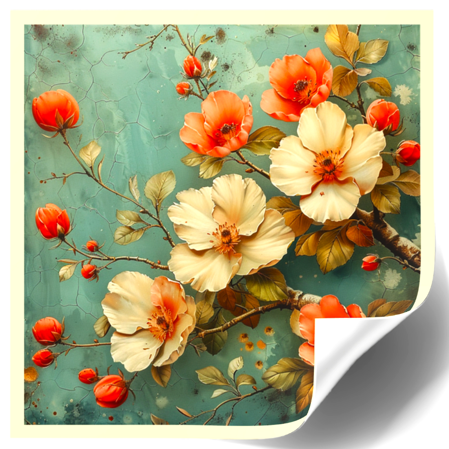 Antique French Floral Wallpaper Sticker Designed For Sale In AREA51GALLERY New Orleans