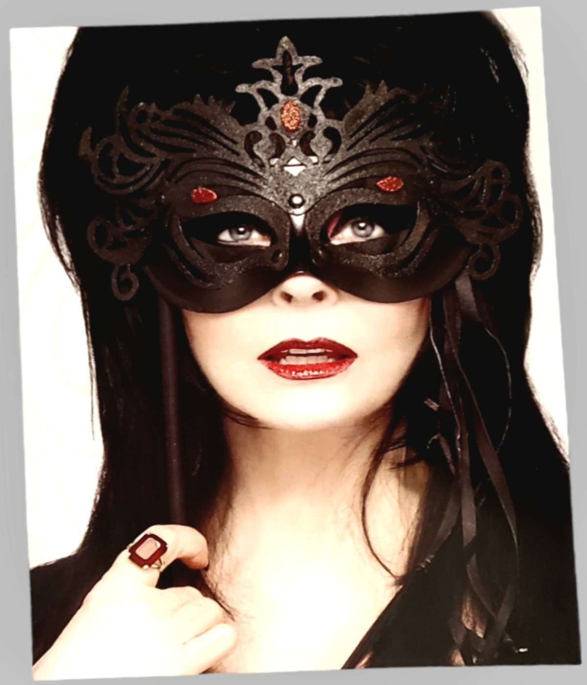 Authentic Elvira Mistress Of The Dark Party Mask Print For Sale in AREA51GALLERY New Orleans