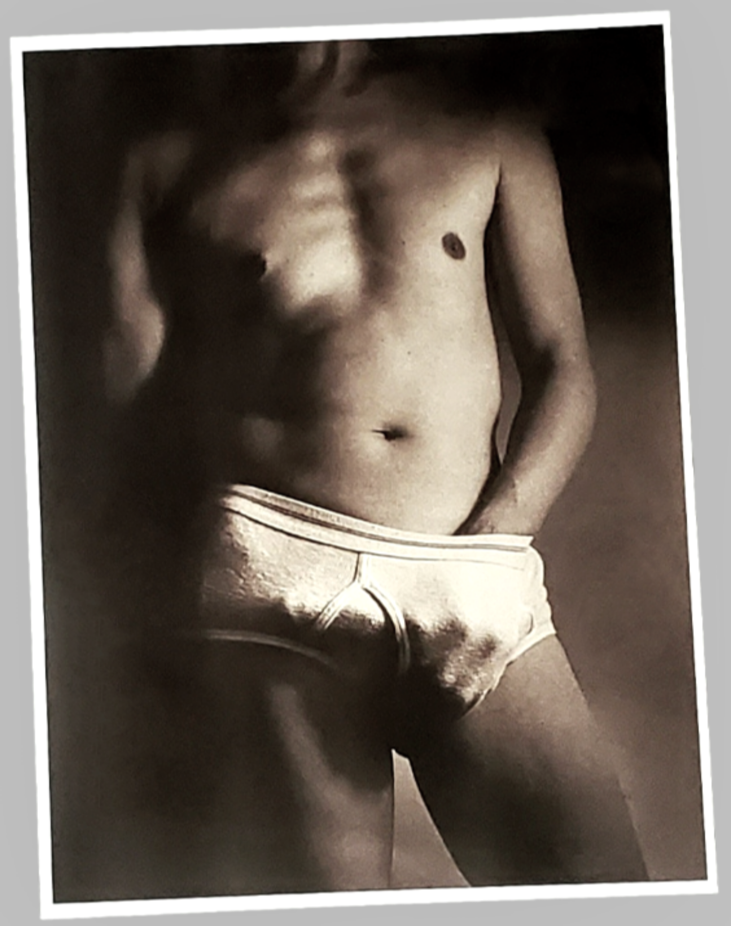 Gay Male Big Bulge Sepia Photo