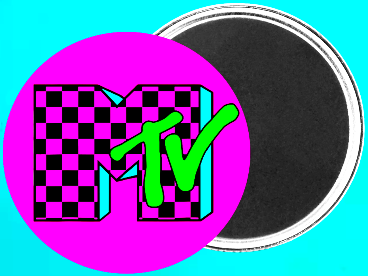 Custom Handmade Classic MTV Pink & Teal Pop Art Magnet For Sale In AREA51GALLERY New Orleans