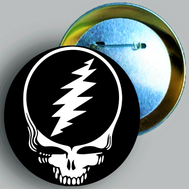 Grateful Dead Black Skull Button Pin For Sale In AREA51GALLERY New Orleans