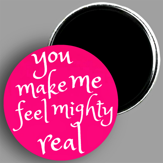 Sylvester's You Make Me Feel Mighty Real song lyric handcrafted 2.25" round magnet available in area51gallery