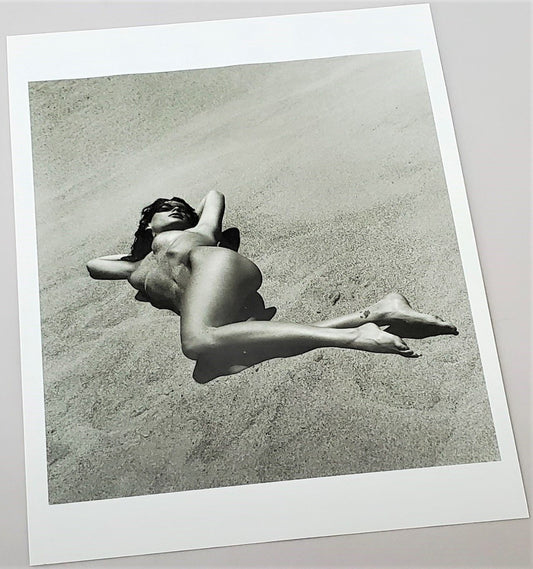 Original Herb Ritts photograph page of model on beach featured in 1998 Men/Women  book 