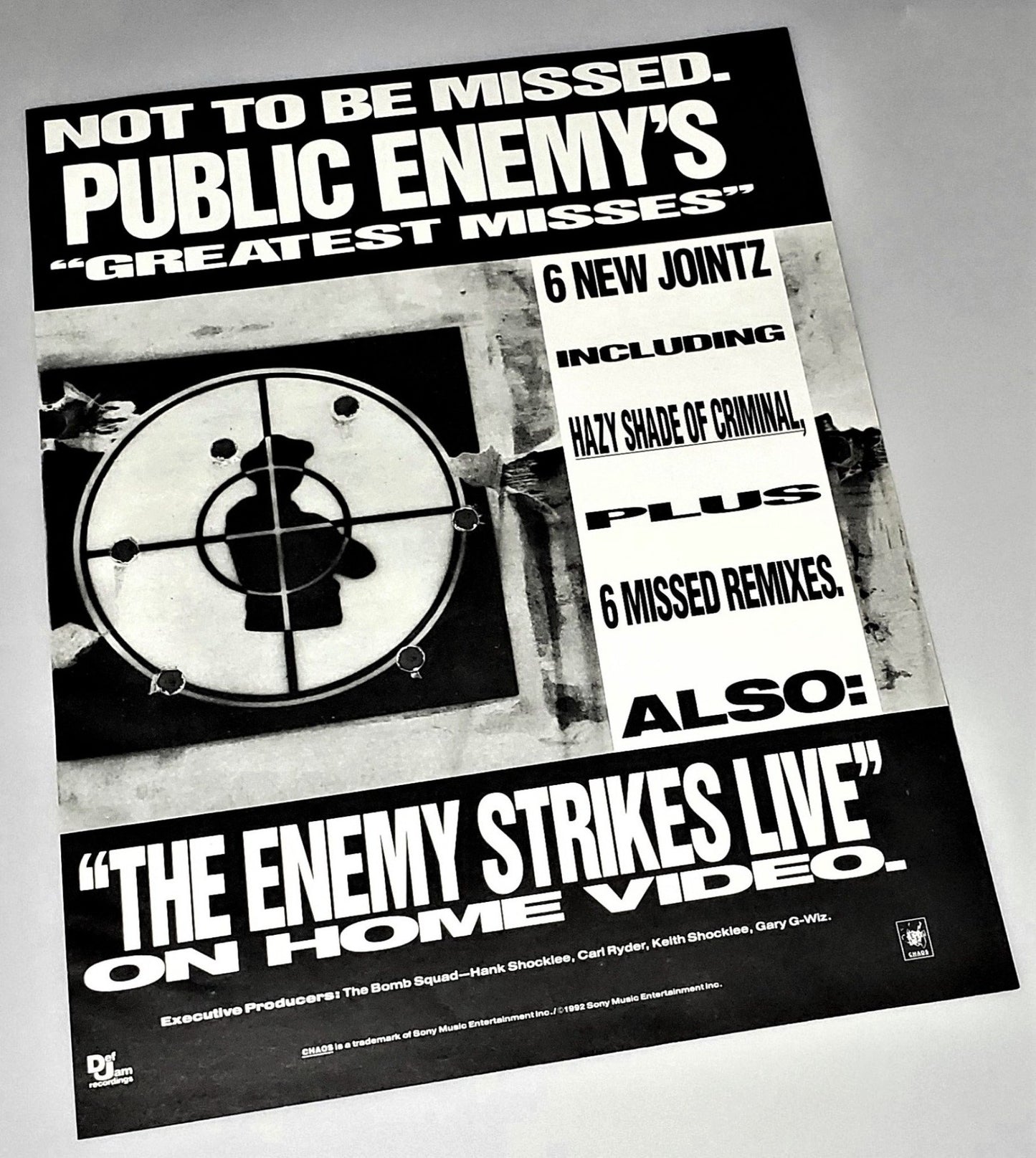 Public Enemy 1992 Greatest Misses Compilation Album Interview Magazine Advertisement Poster