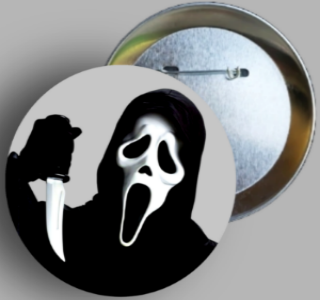 Horror Legends 2.5" Button Pin Collection Featuring Ghostface For Sale in AREA51GALLERY New Orleans  