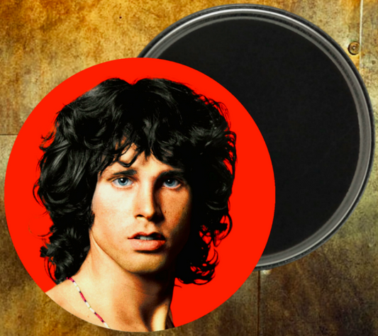 Jim Morrison of The Doors photo handcrafted 1PC 2.25" round fridge magnet available in area51gallery New Orleans 