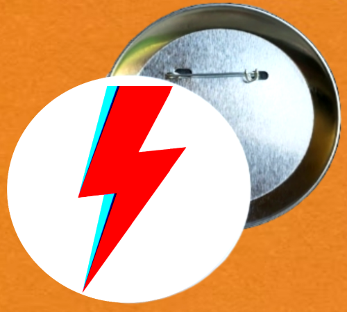 Custom David Bowie Lightening Bolt 2.25" Button Pin Handmade In AREA51GALLERY New Orleans 