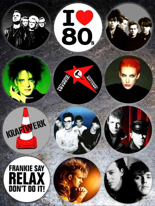 Custom 80's New Wave Music Button Pin Set Handmade In AREA51GALLERY New Orleans 