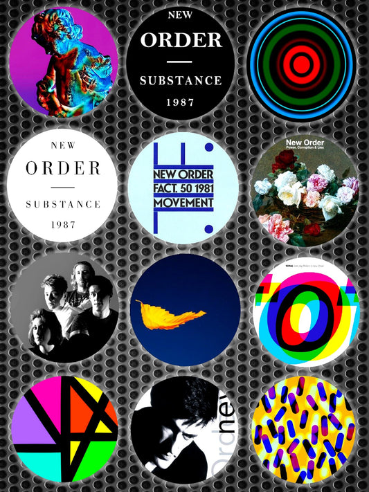 Custom New Order Band 2.25" Button Pin Set Handmade In AREA51GALLERY New Orleans 