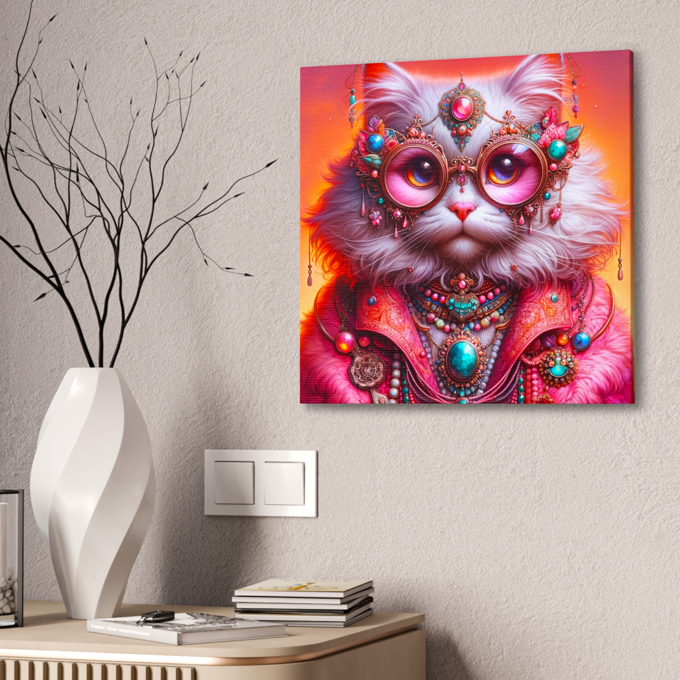Stylish Fashion Cat Canvas Art Print For Sale In AREA51GALLERY New Orleans Gift Shop