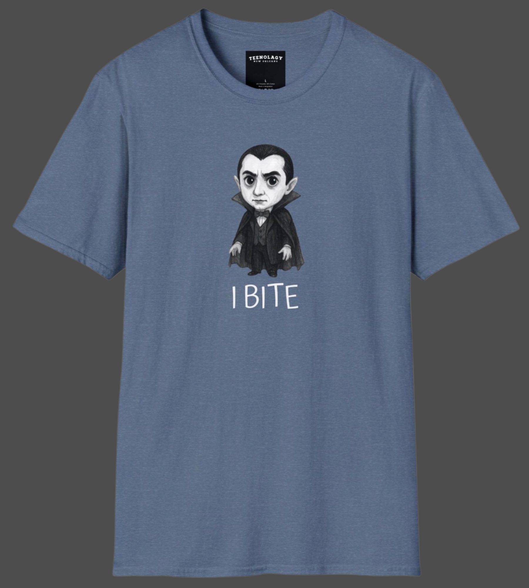 Custom Dracula I Bite Horror Lover Graphic T-Shirt Designed And Sold In AREA51GALLERY New Orleans Gift Shop