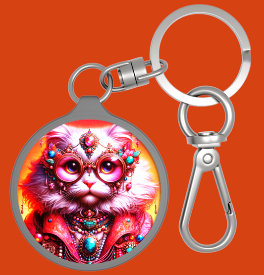 Pretty Pink Cat Metal Keychain For Sale In AREA51GALLERY New Orleans Gift Shop