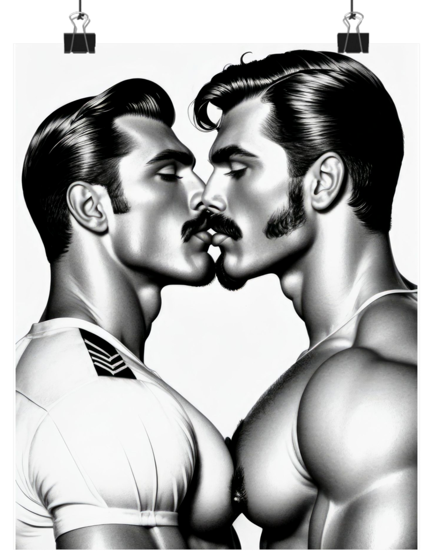 Gay Men Leather Daddy Kiss Poster For Sale In AREA51GALLERY New Orleans A Queer Owned Shop