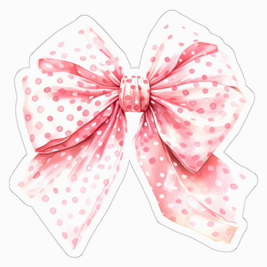 Girly Pink Polka Dot Bow Sticker For Sale In AREA51GALLERY New Orleans 