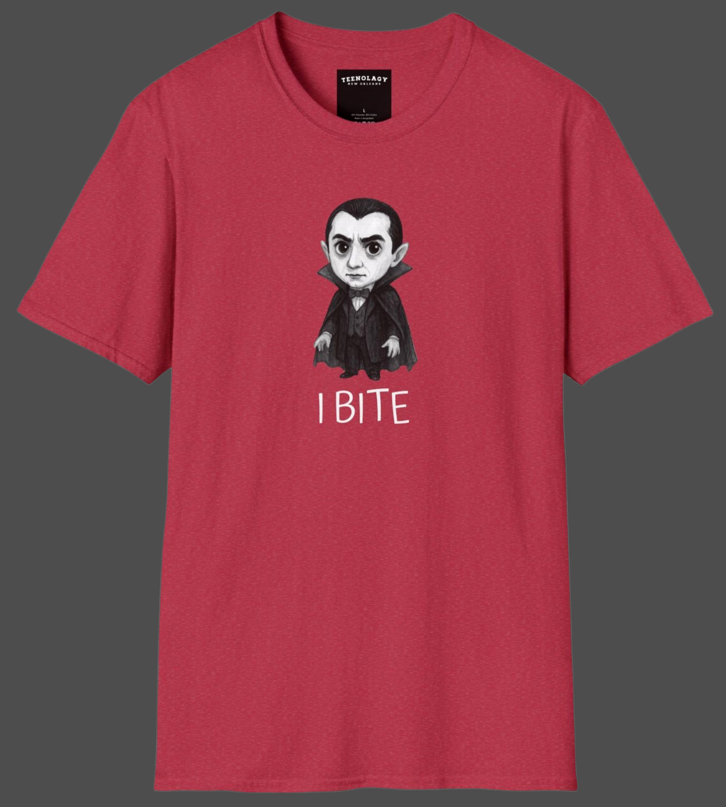Custom Dracula I Bite Horror Lover Graphic T-Shirt Designed And Sold In AREA51GALLERY New Orleans Gift Shop