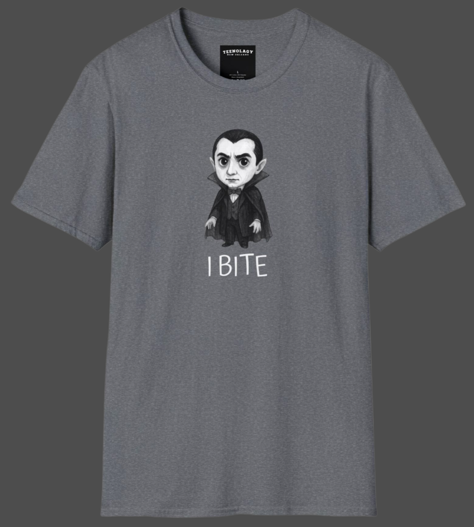 Custom Dracula I Bite Horror Lover Graphic T-Shirt Designed And Sold In AREA51GALLERY New Orleans Gift Shop