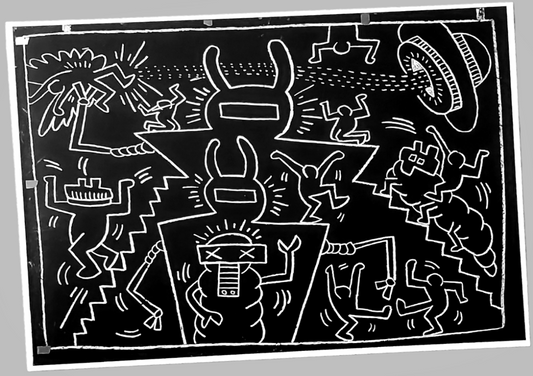 Authentic Keith Haring Pop Art Spaceship Print For Sale In AREA51GALLERY New Orleans  
