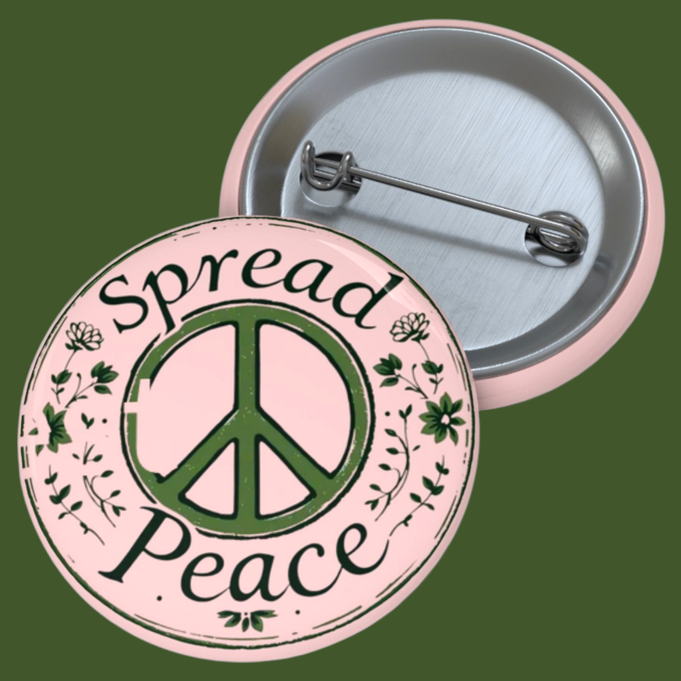 Spread Peace Sign Pink Pin Badge For Sale In AREA51GALLERY New Orleans 