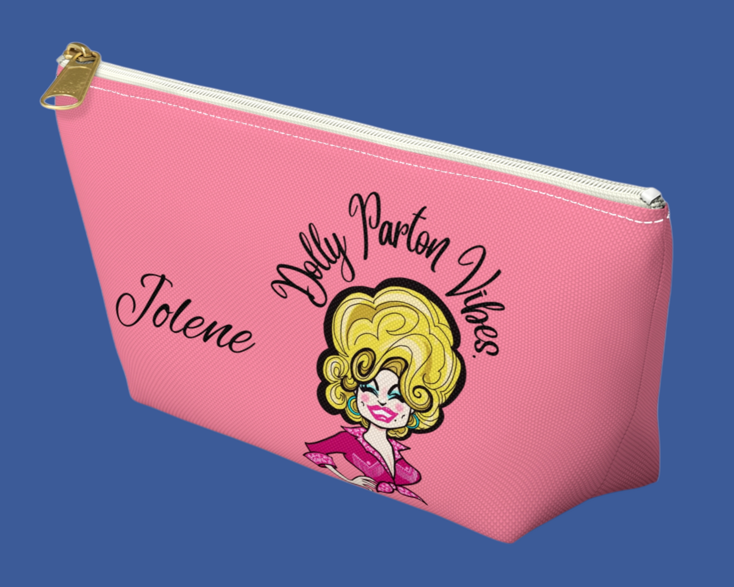 Dolly Parton Vibes Makeup Bag Pouch For Sale In AREA51GALLERY New Orleans Gift Shop.