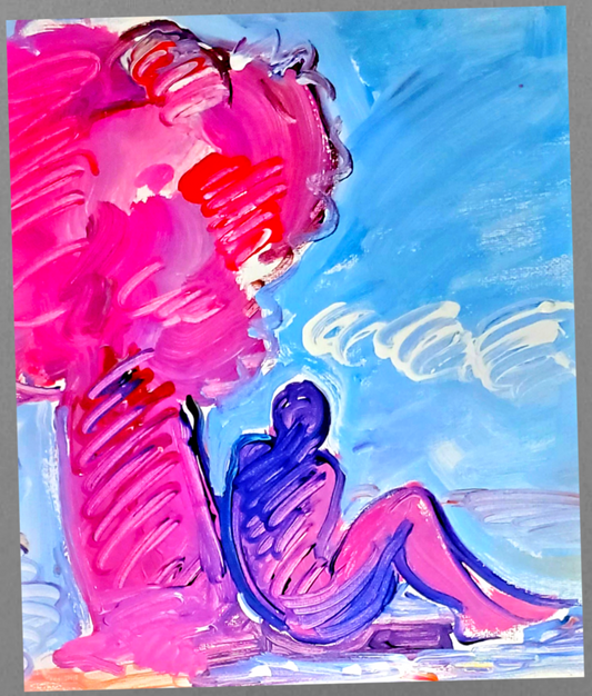 Peter Max Tree And Seated Figure Pop Art Print For Sale In AREA51GALLERY New Orleans 