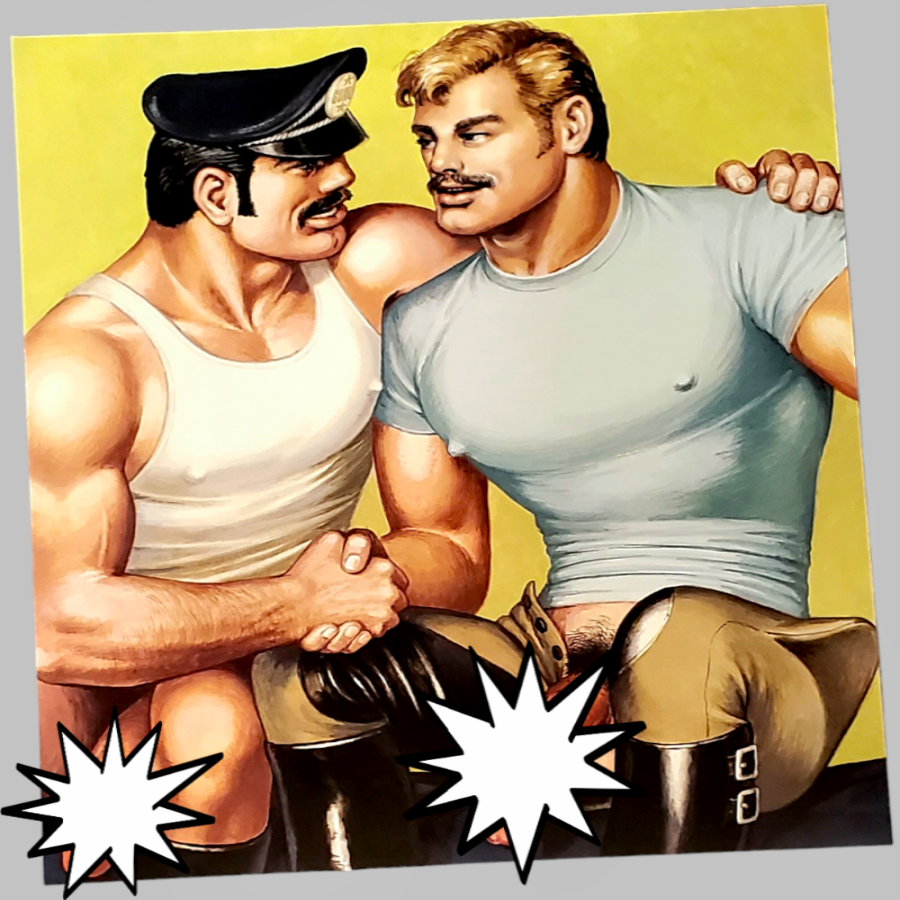 Authentic Tom Of Finland Two Gay Men In Tight T-Shirts  Full Frontal Available In AREA51GALLERY New Orleans A Gay Owned Small Business  
