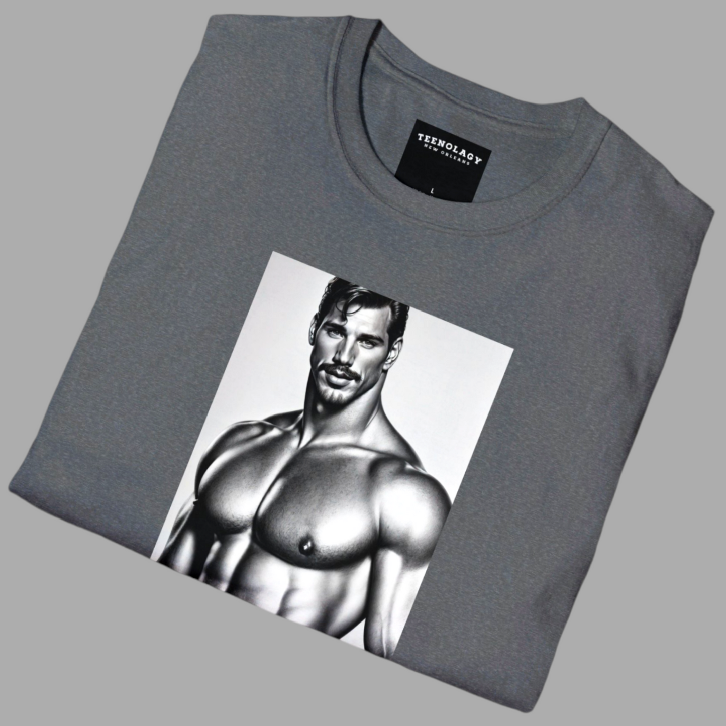 Gay Muscle Beefcake Gray Tee For Sale In AREA51GALLERY New Orleans  A Gay Owned Business 