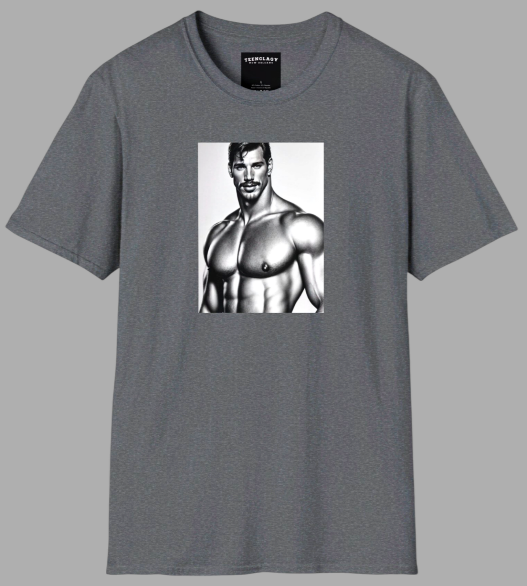 Gay Muscle Beefcake Gray Tee For Sale In AREA51GALLERY New Orleans  A Gay Owned Business 