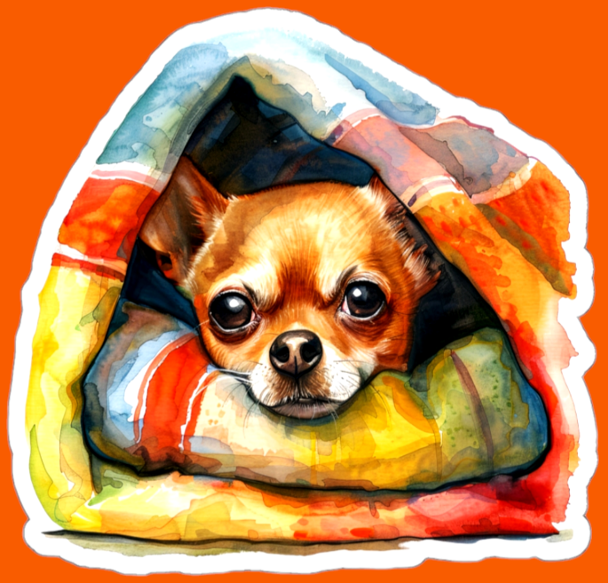 Chihuahua In Cozy Blanket Adorable Sticker For Sale In AREA51GALLERY New Orleans 