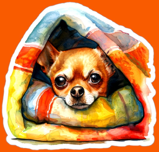 Chihuahua In Cozy Blanket Adorable Sticker For Sale In AREA51GALLERY New Orleans 