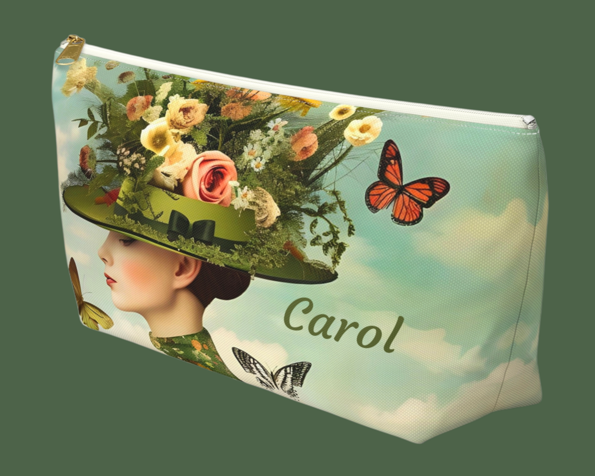 Personalized Whimsical Butterflies Makeup Bag For Sale In AREA51GALLRY New Orleans Gift Shop