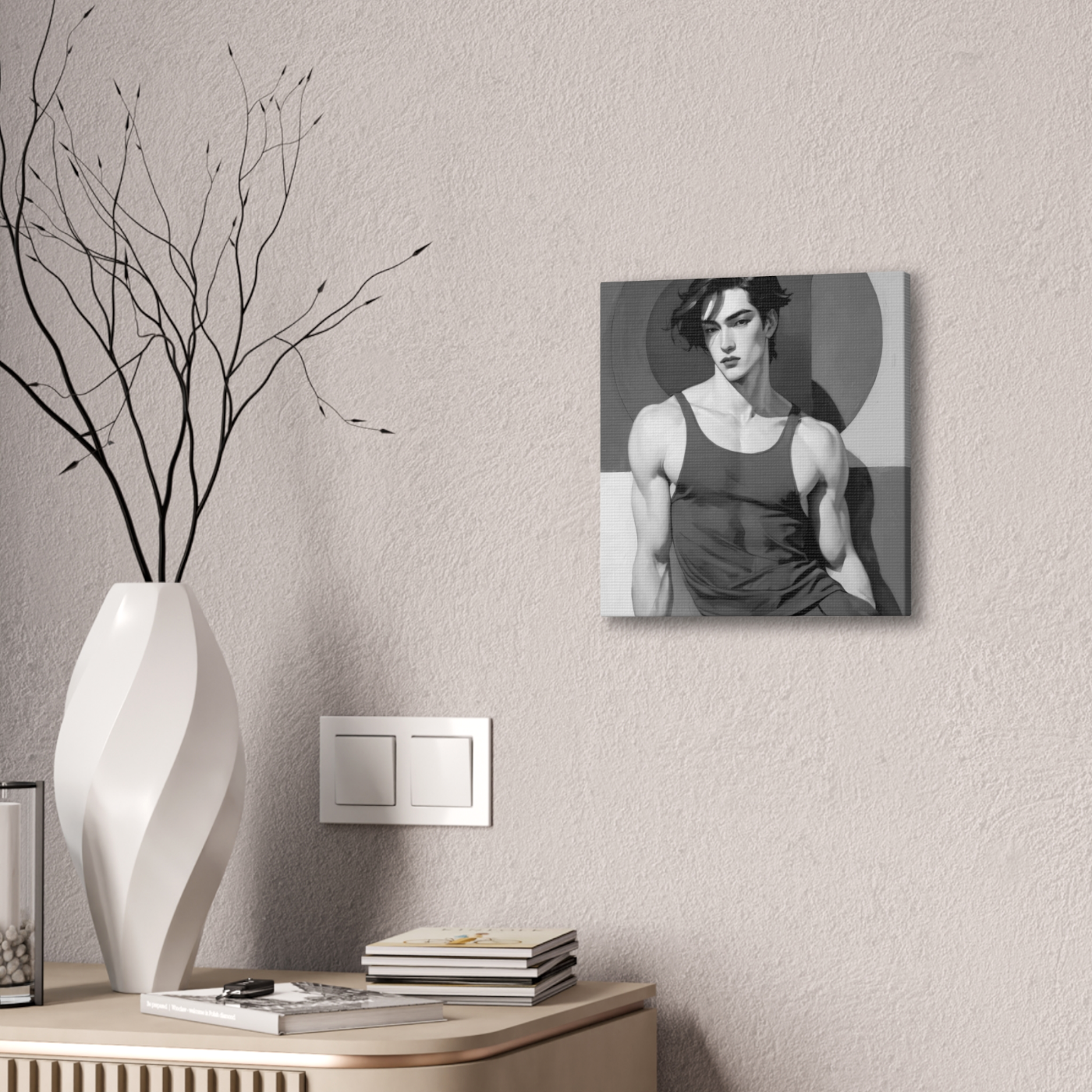 Custom Gay Male Black White Abstract Canvas Wall Art Sold In AREA51GALLERY New Orleans Gift Shop A Gay Owned Small Business