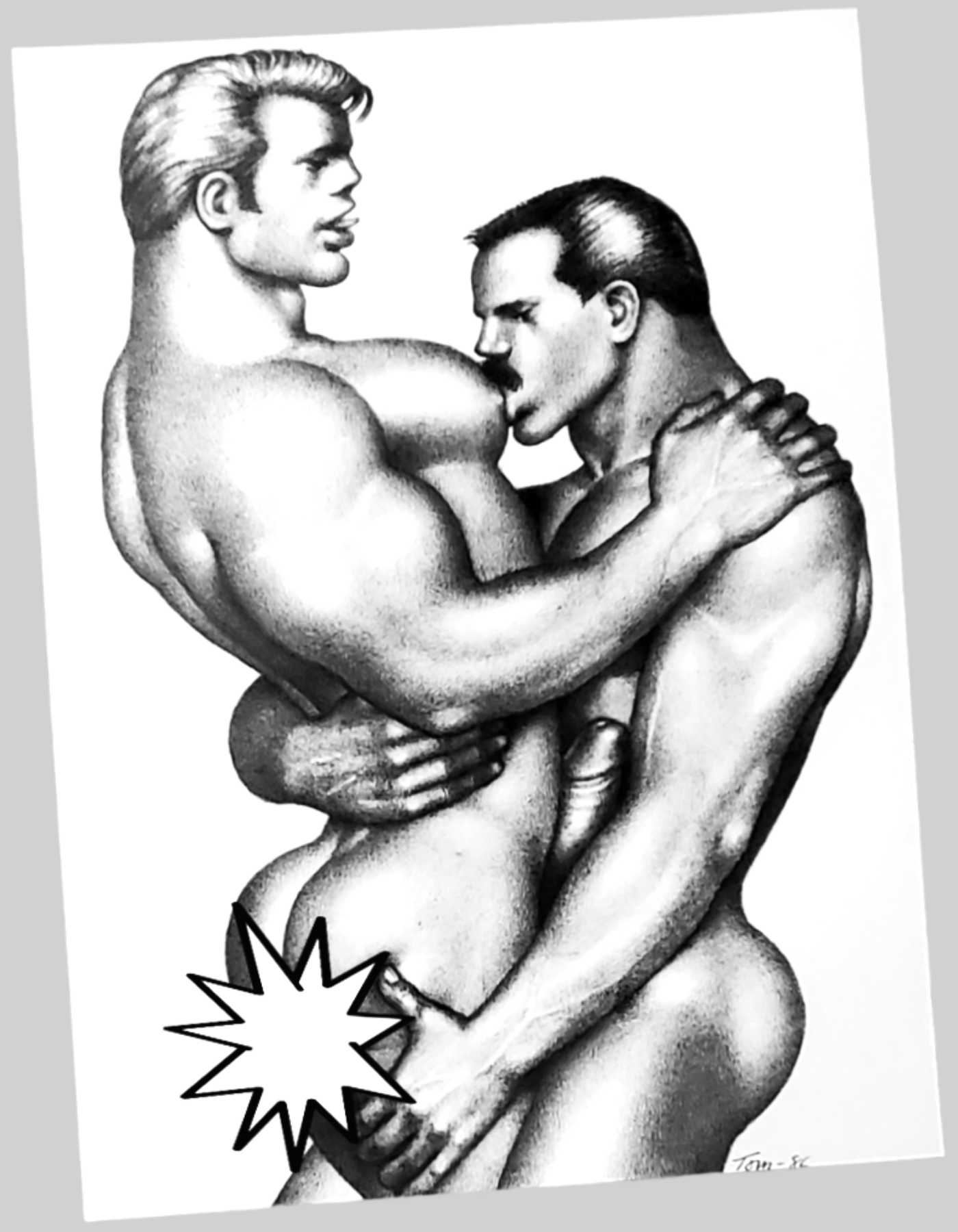 Authentic  Nude Males Embrace Tom Of Finland Print For Sale In AREA51GALLERY New Orleans A Gay Owned Small Business