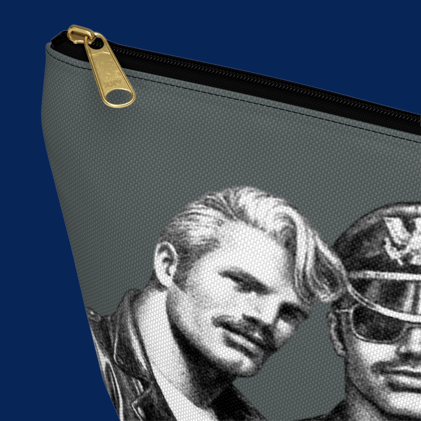 Tom of Finland Style Gray Accessory Pouch Personalized Gay Gifts From AREA51GALLERY New Orleans Gift Shop A Gay Owned Small Business.