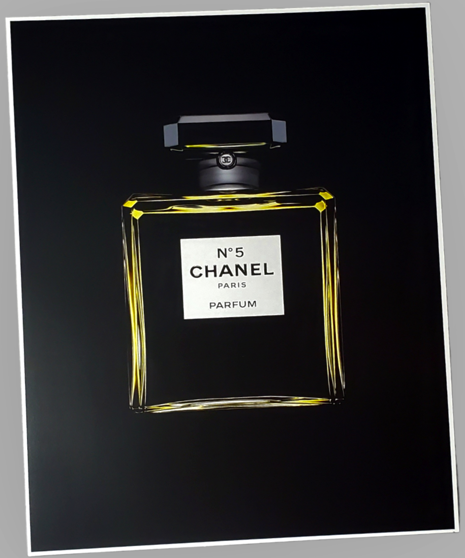 Authentic Chanel No.5 Perfume Bottle Poster  For Sale In AREA51GALLERY New Orleans 