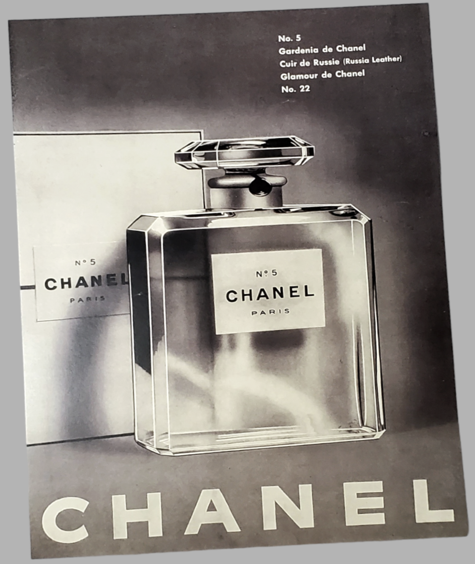 Authentic Chanel No. 5 Advertisement 1957  Photogrpah For Sale In AREA51GALLERY New Orleans 