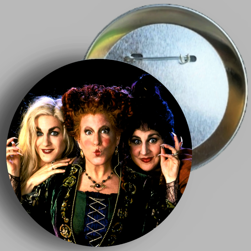Hocus Pocus Sanderson Sisters handcrafted 1PC 2.25" round button pin available in area51gallery