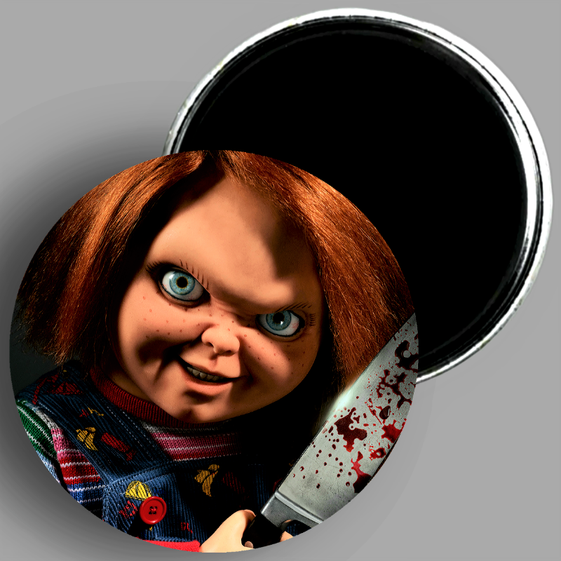 Chucky from the 1988 horror film Child's Play handcrafted 1PC 2.25" round magnet available in area51gallery