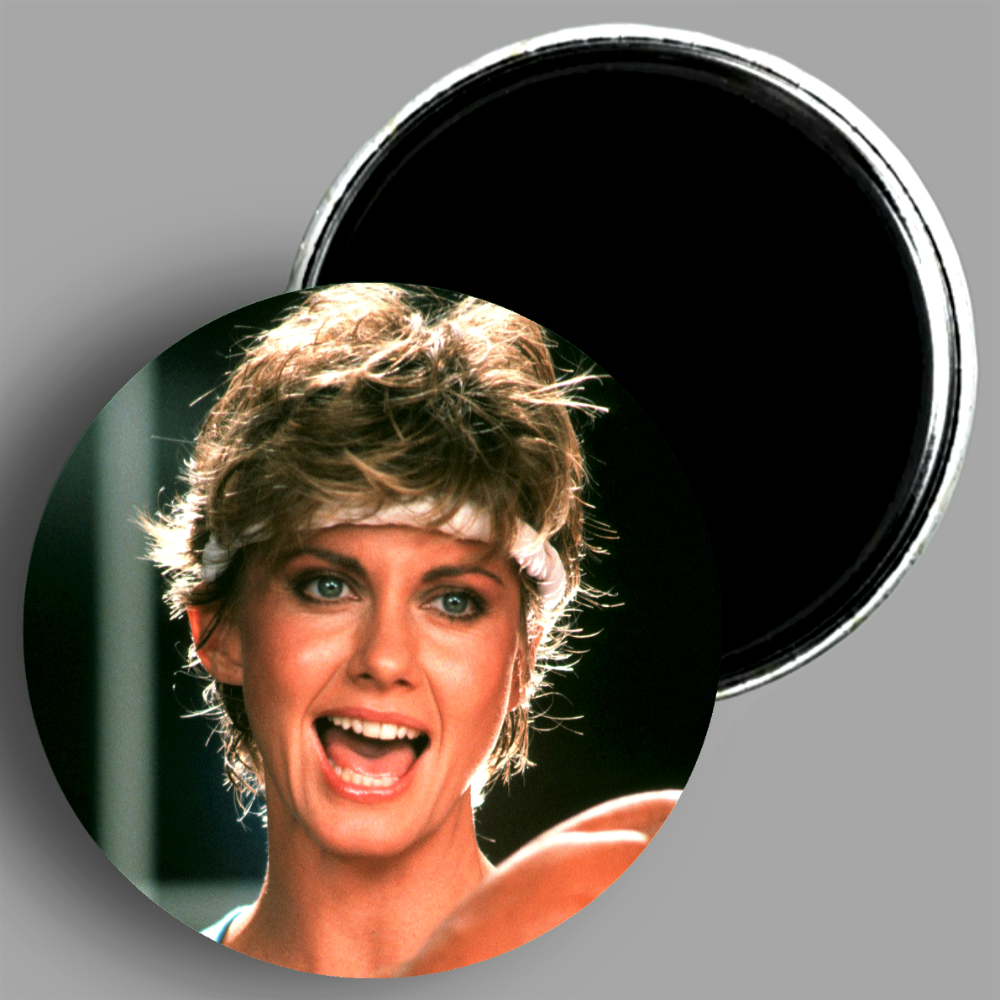 Olivia Newton John Physical video still handcrafted 1PC 2.25" round magnet available in area51gallery