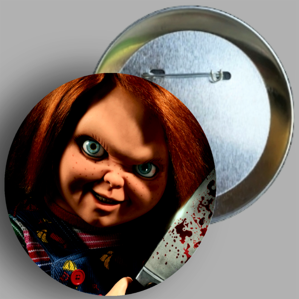 Chucky from the 1988 horror film Child's Play handcrafted 1PC 2.25" round button pin available in area51gallery