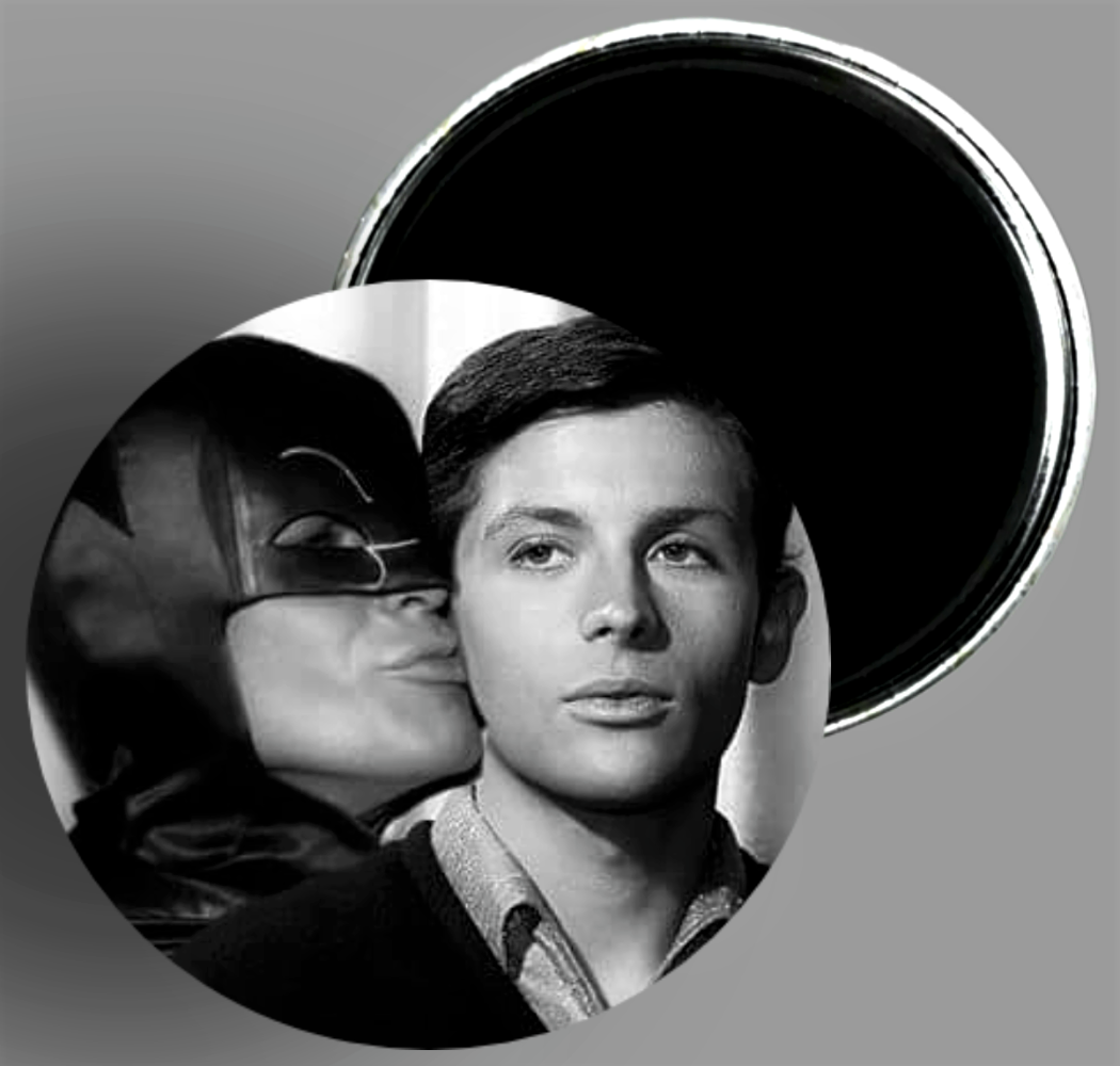 Custom Batman & Robin kissing handcrafted 2.25" round magnet available in area51gallery