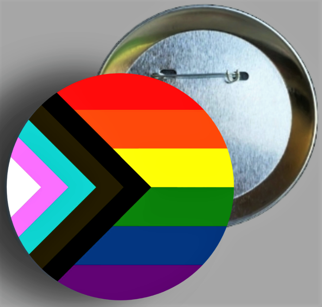 Custom Progress Pride flag art handcrafted 1PC 2.25" round button pin available in area51gallery