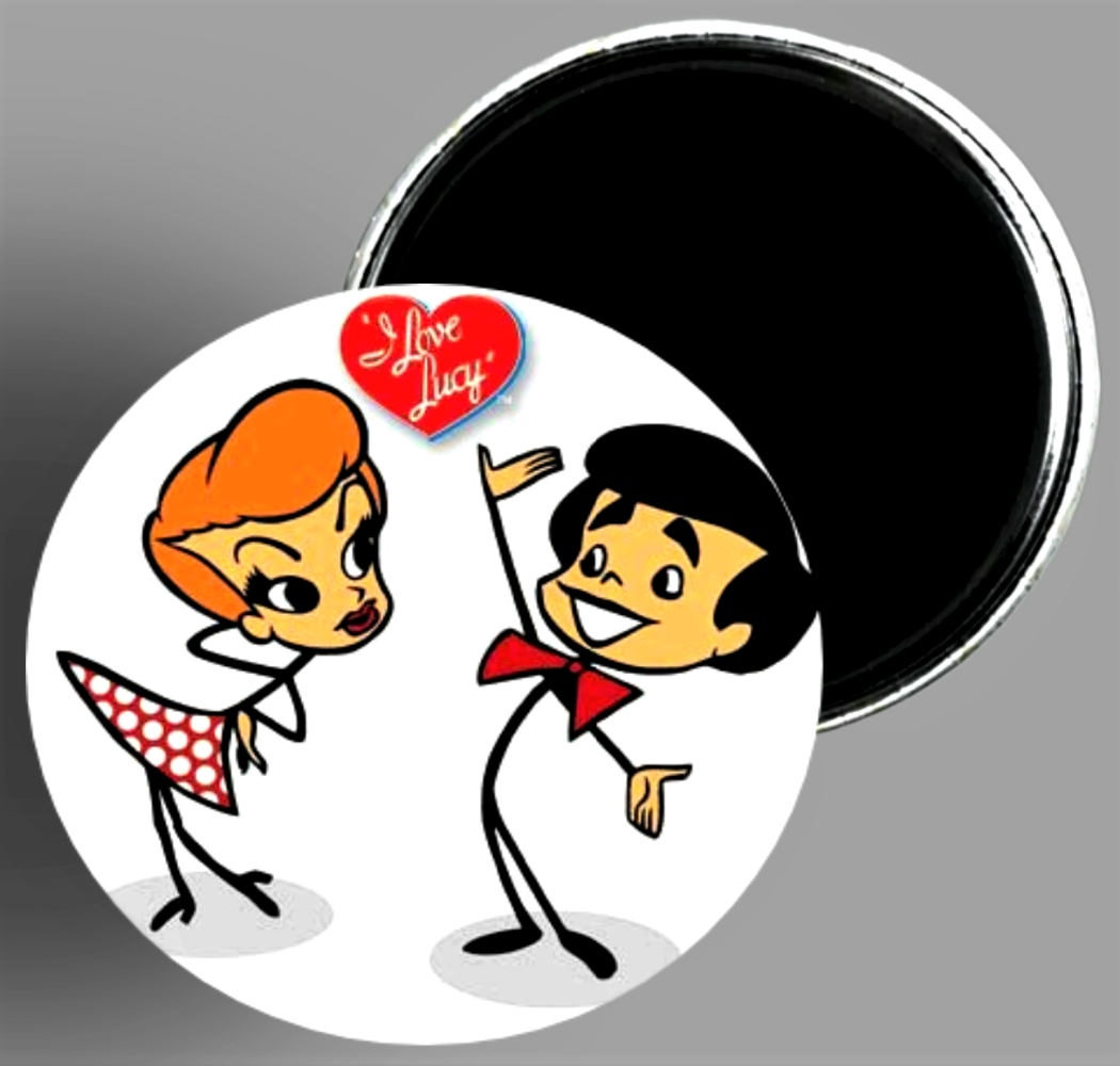 Lucy & Ricky Ricardo Animated handcrafted 2.25" round magnet available in area51gallery