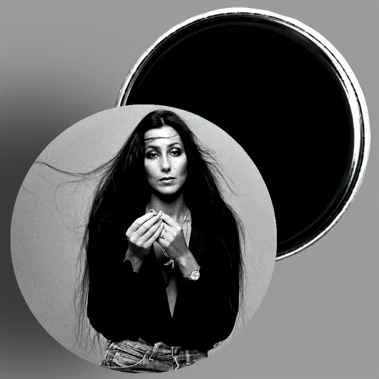 Cher In The 70's photography handcrafted 2.25" round fridge magnet available in area51gallery
