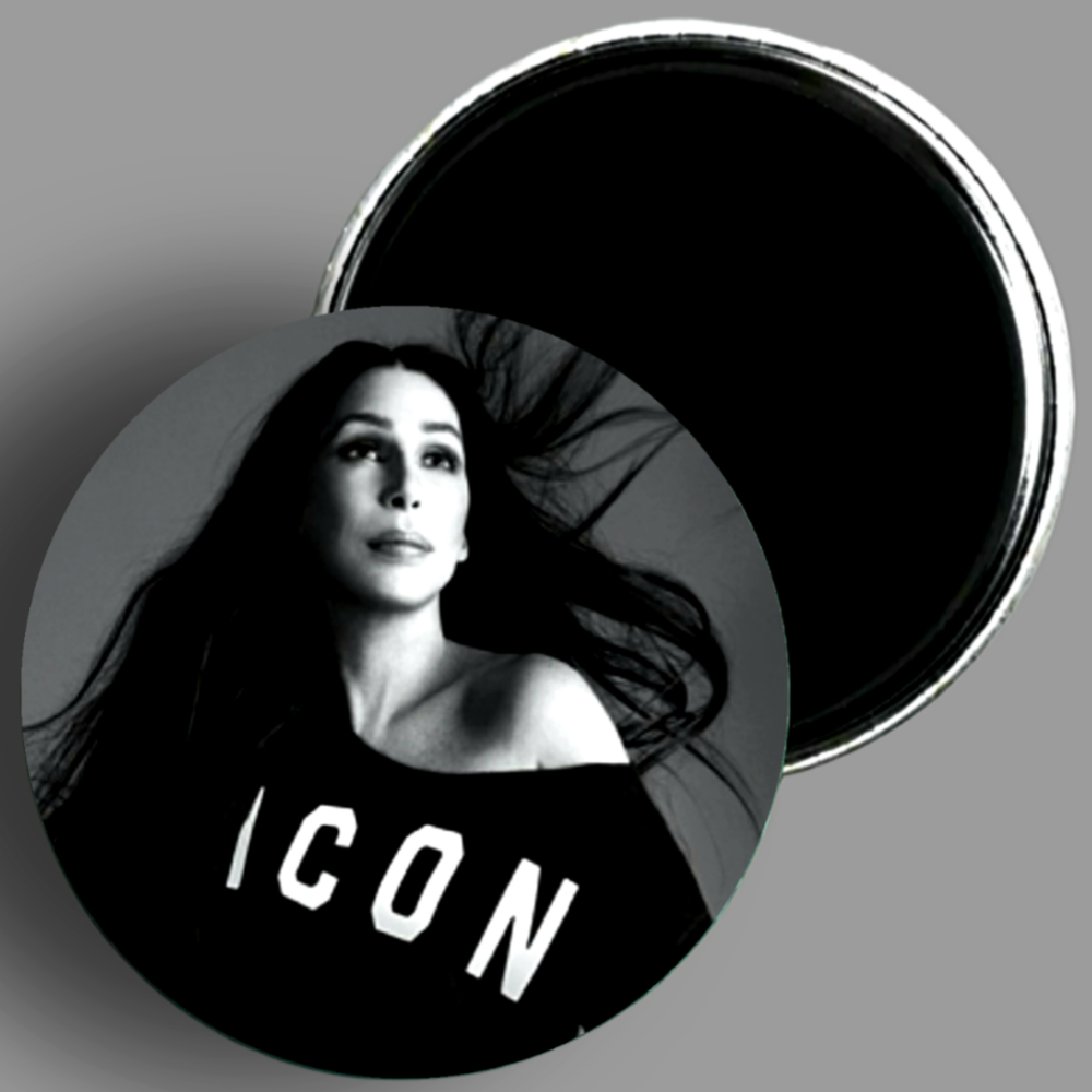 Cher Icon handcrafted 2.25" round fridge magnet available in area51gallery