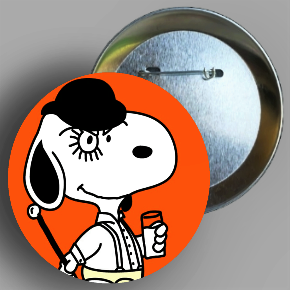 A Clockwork Orange Snoopy Button Pin Available In AREA51GALLERY