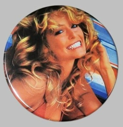 Farrah Fawcett red swimsuit poster handcrafted 3.5" round magnet