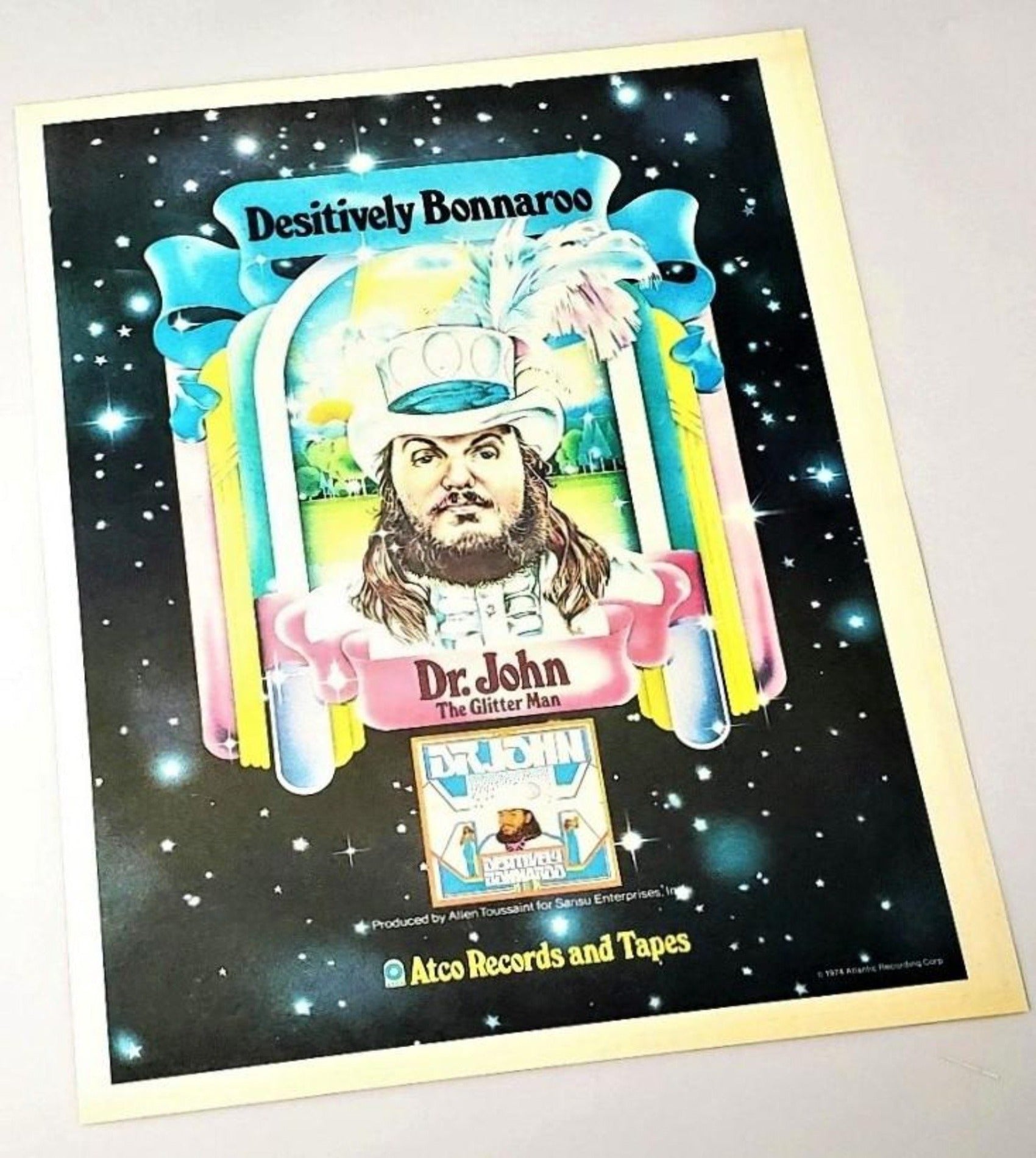 Dr. John Desitively Bonnaroo  Vintage 1974 Album Release Ad Rolling Stone 