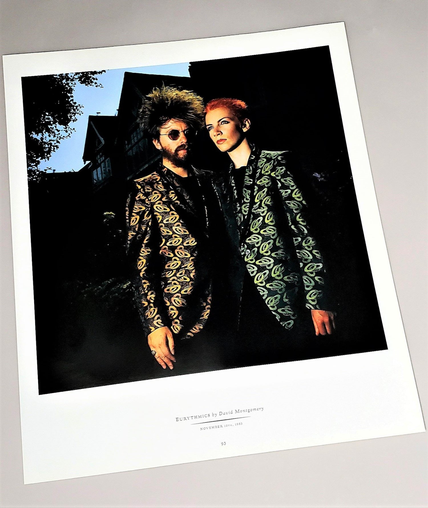 Vintage photograph page of the Eurythmics photographed by David Montgomery in 1983